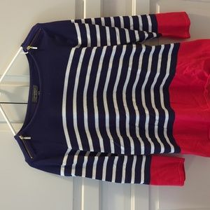 Nautical Navy, White, and Red Sweater 3/4 Sleeves